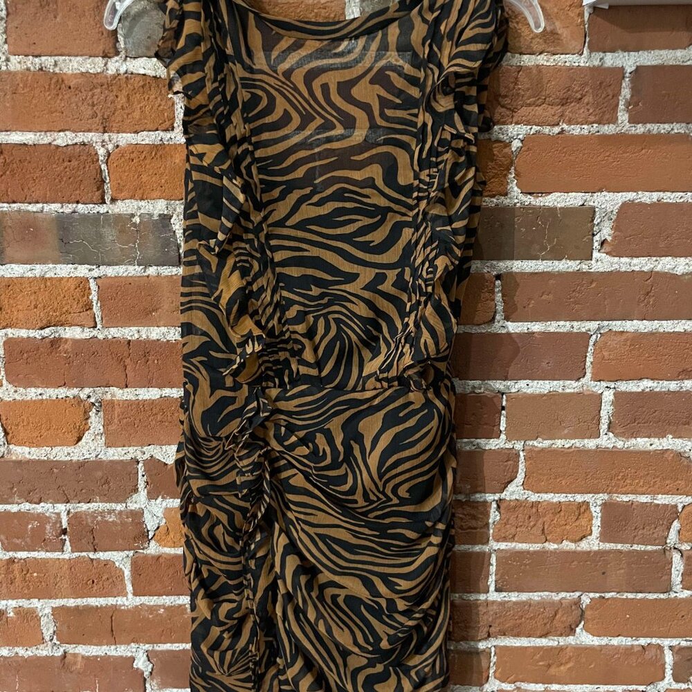 Express Animal Print Ruffled Mini Dress - Picture 3 of 3